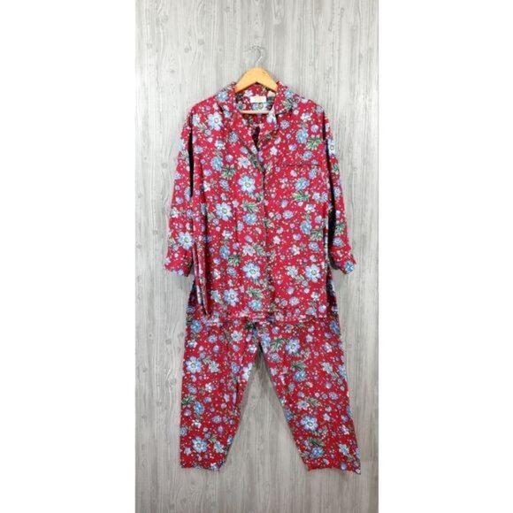 Vintage Cottagecore Pajama Set Red Floral Victoria Secret Cabincore - Picture 9 of 9